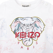 Kenzo Kids White Elephant Print T-Shirt