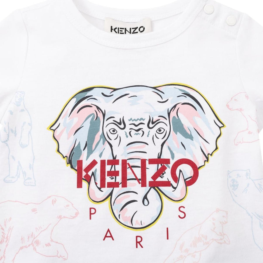 Kenzo Kids White Elephant Print T-Shirt