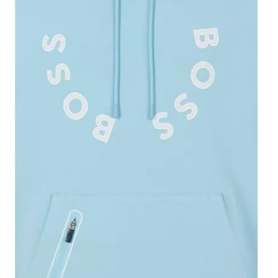 BOSS Soody Mesh Effect Logo Light Blue Hoodie