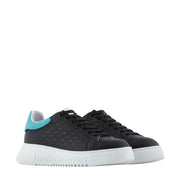 Emporio Armani Black Embossed Eagle Logo Trainers