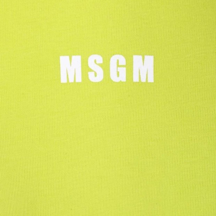 MSGM Lime Green Print Logo T-Shirt