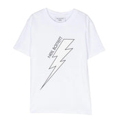 Neil Barrett Kids Thunderbolt Logo White T-Shirt