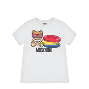 Moschino Kids White Teddy Print Logo T-Shirt