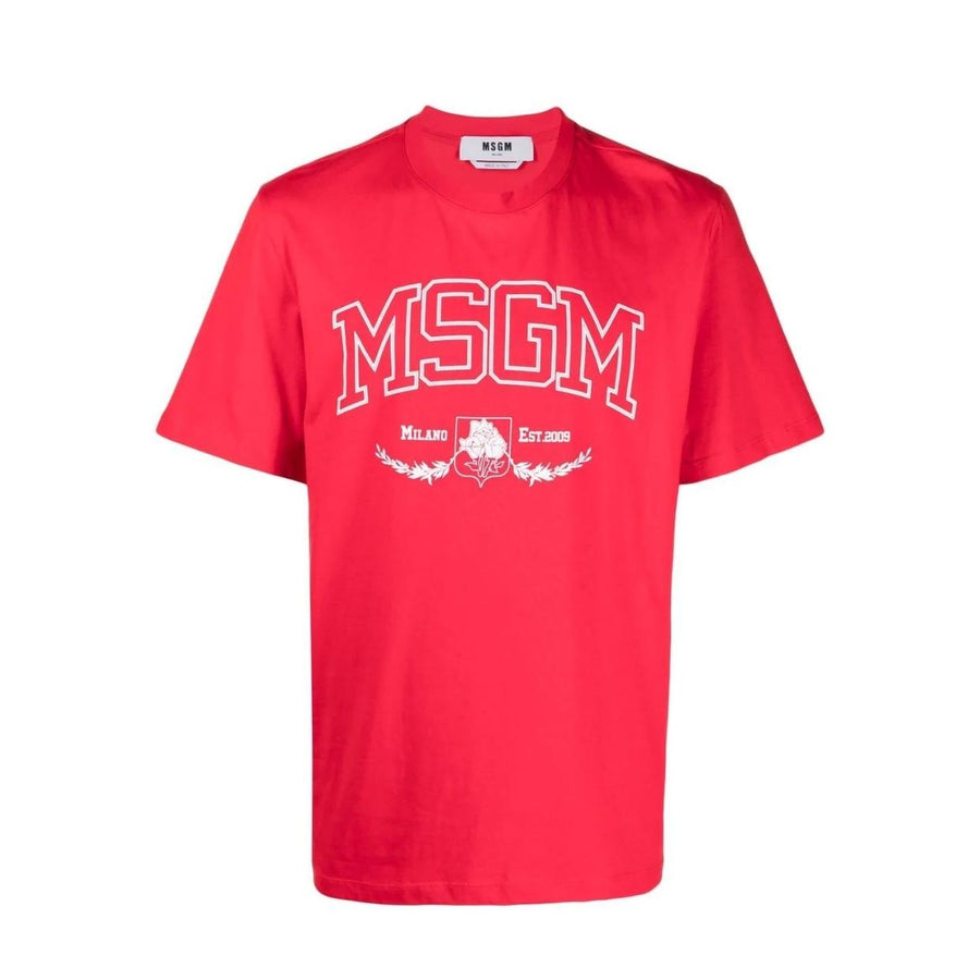 MSGM Red Est.2009 Logo Print T-Shirt