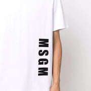 MSGM White Vertical Logo T-Shirt