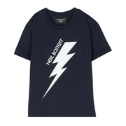 Neil Barrett Kids Thunderbolt Logo Dark Blue T-Shirt