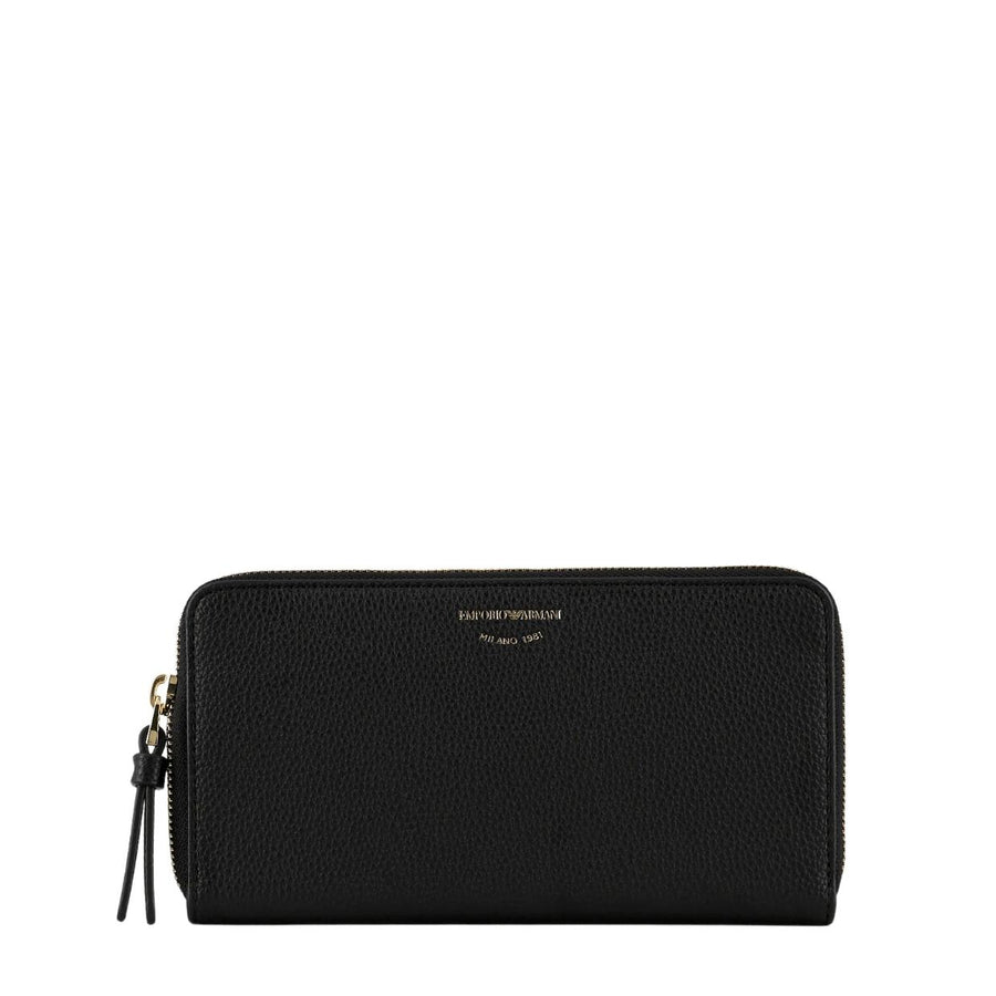 Emporio Armani Black Print Logo Zip Around Wallet