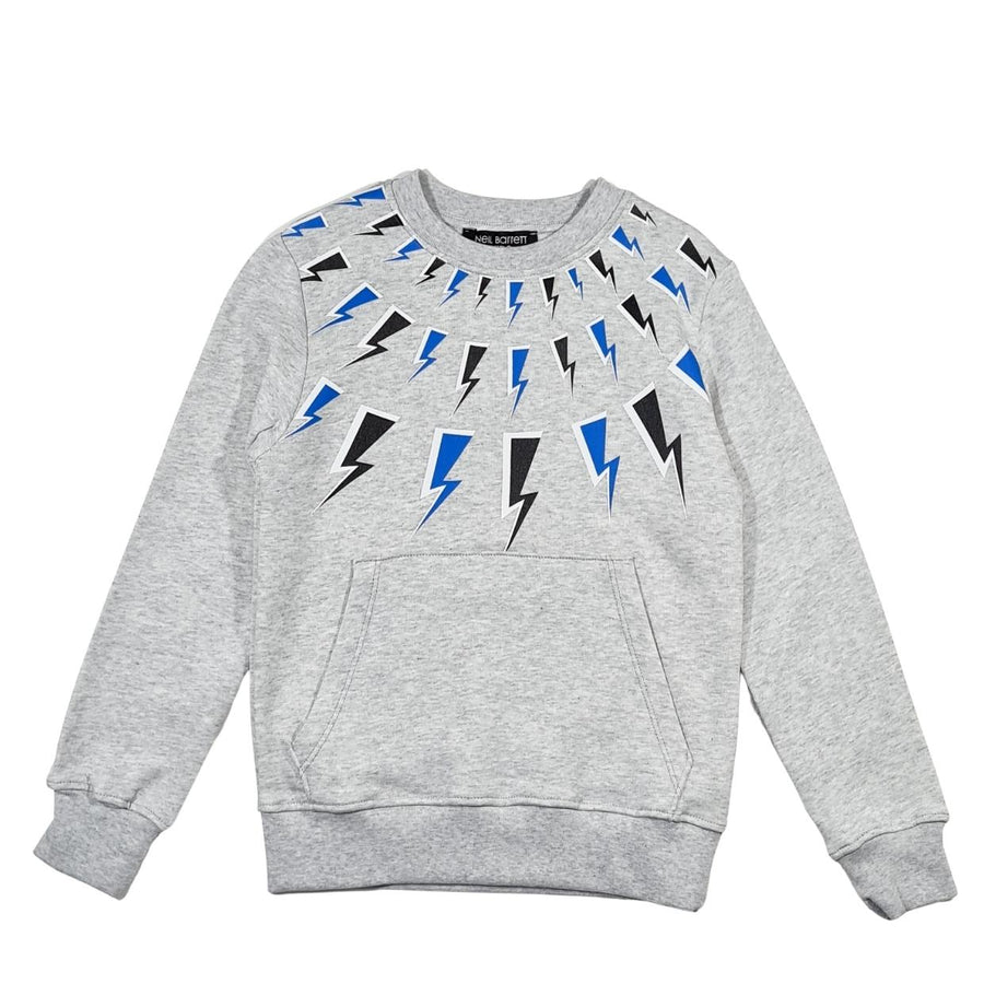 Neil Barrett Kids Grey Thunderbolt Print Logo Sweatshirt
