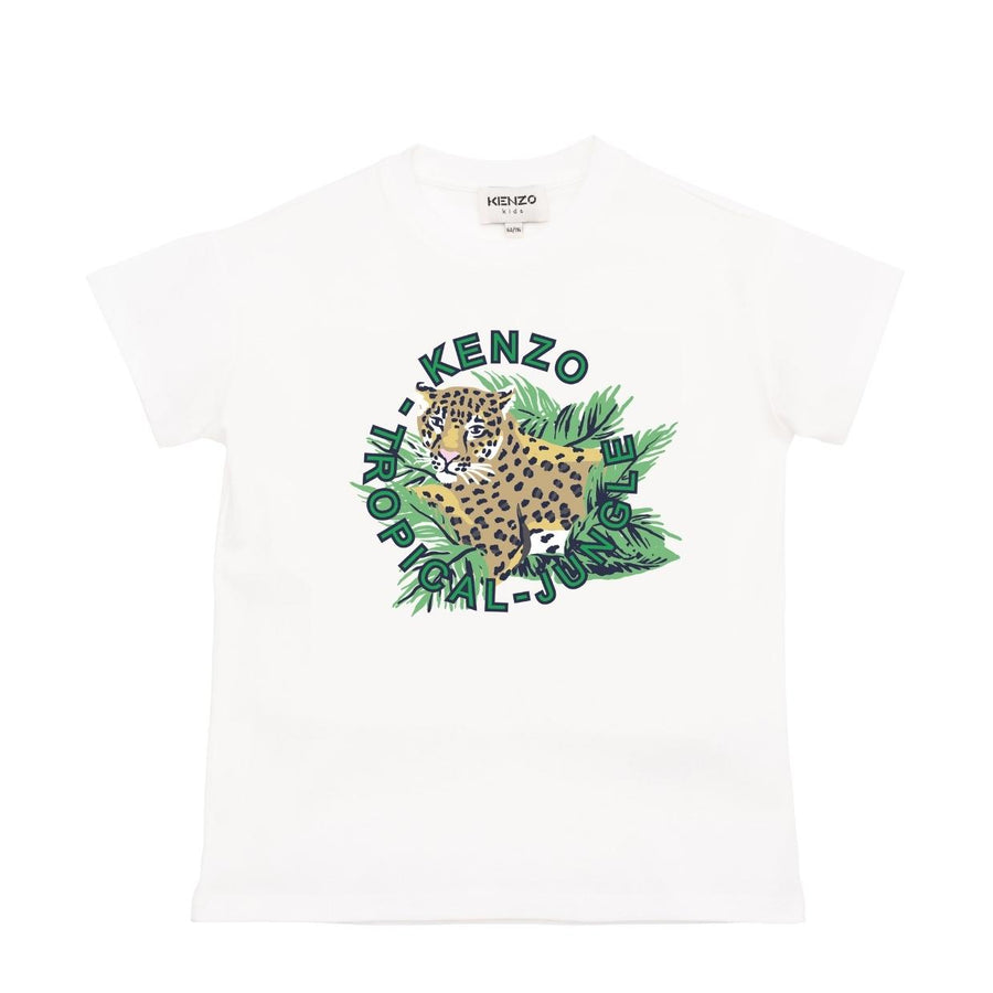 Kenzo Kids White Tropical Jungle Print T-Shirt