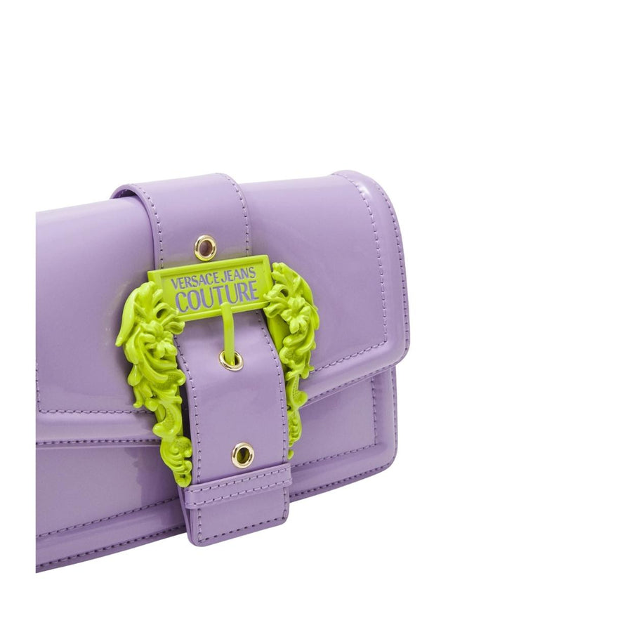 Versace Jeans Couture Baroque Buckle Patent Lilac Shoulder Bag
