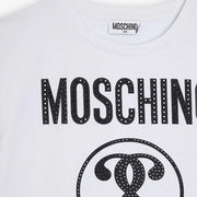 Moschino Kids White Diamantes Logo T-Shirt