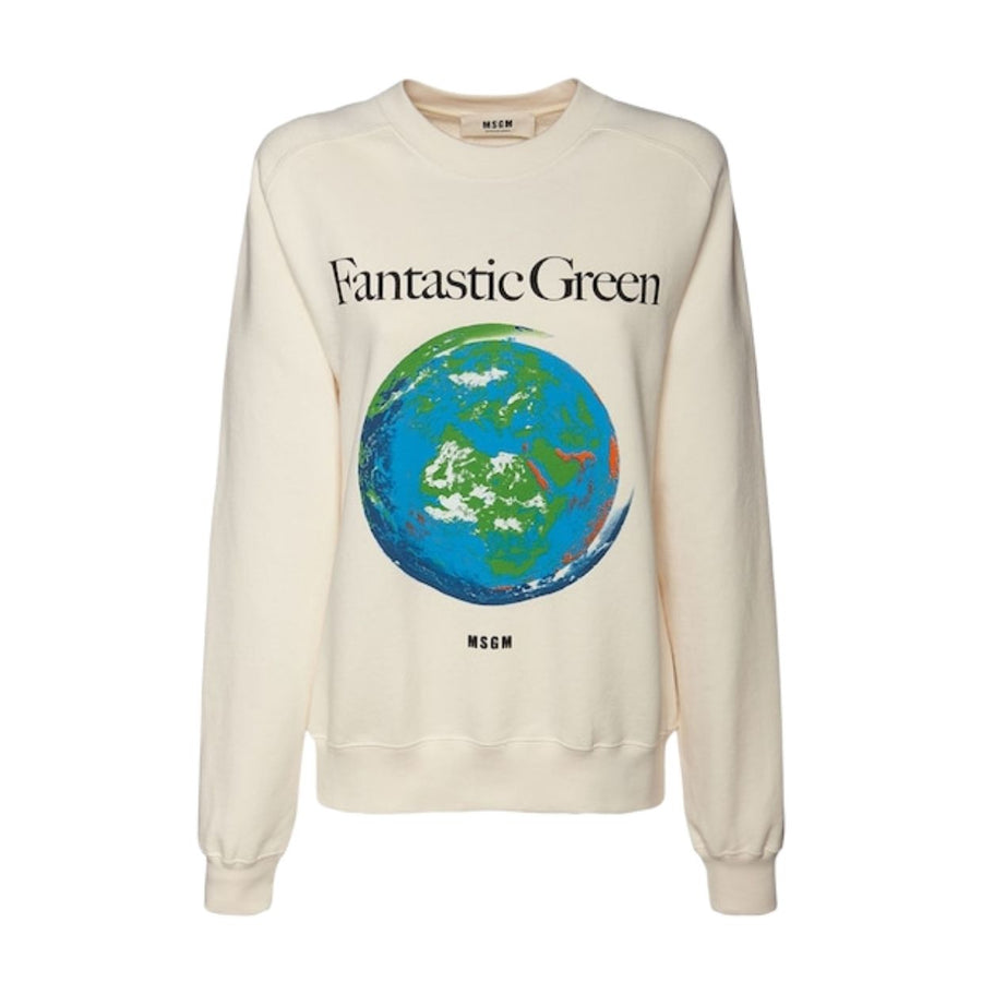 MSGM Cream Fantastic Green Earth Sweatshirt