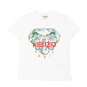 Kenzo Kids White Elephant Print T-Shirt