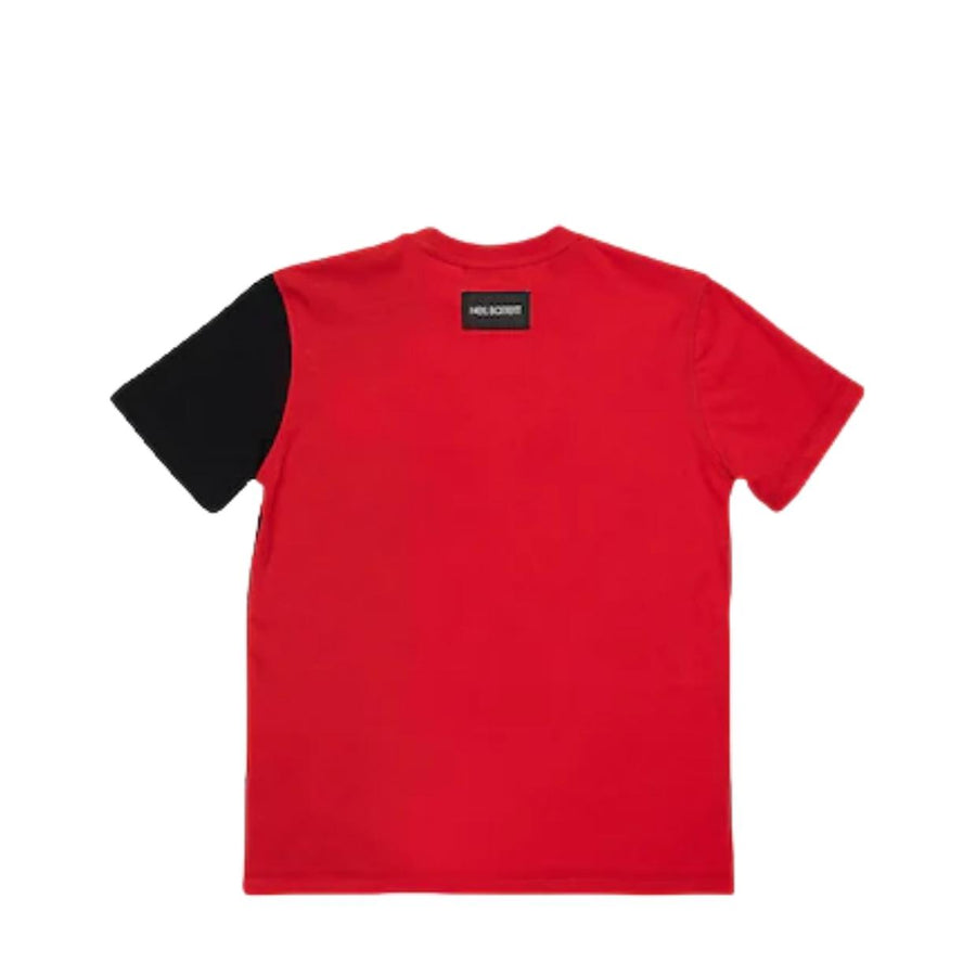 Neil Barrett Kids Red Colour Block Lighting T-Shirt