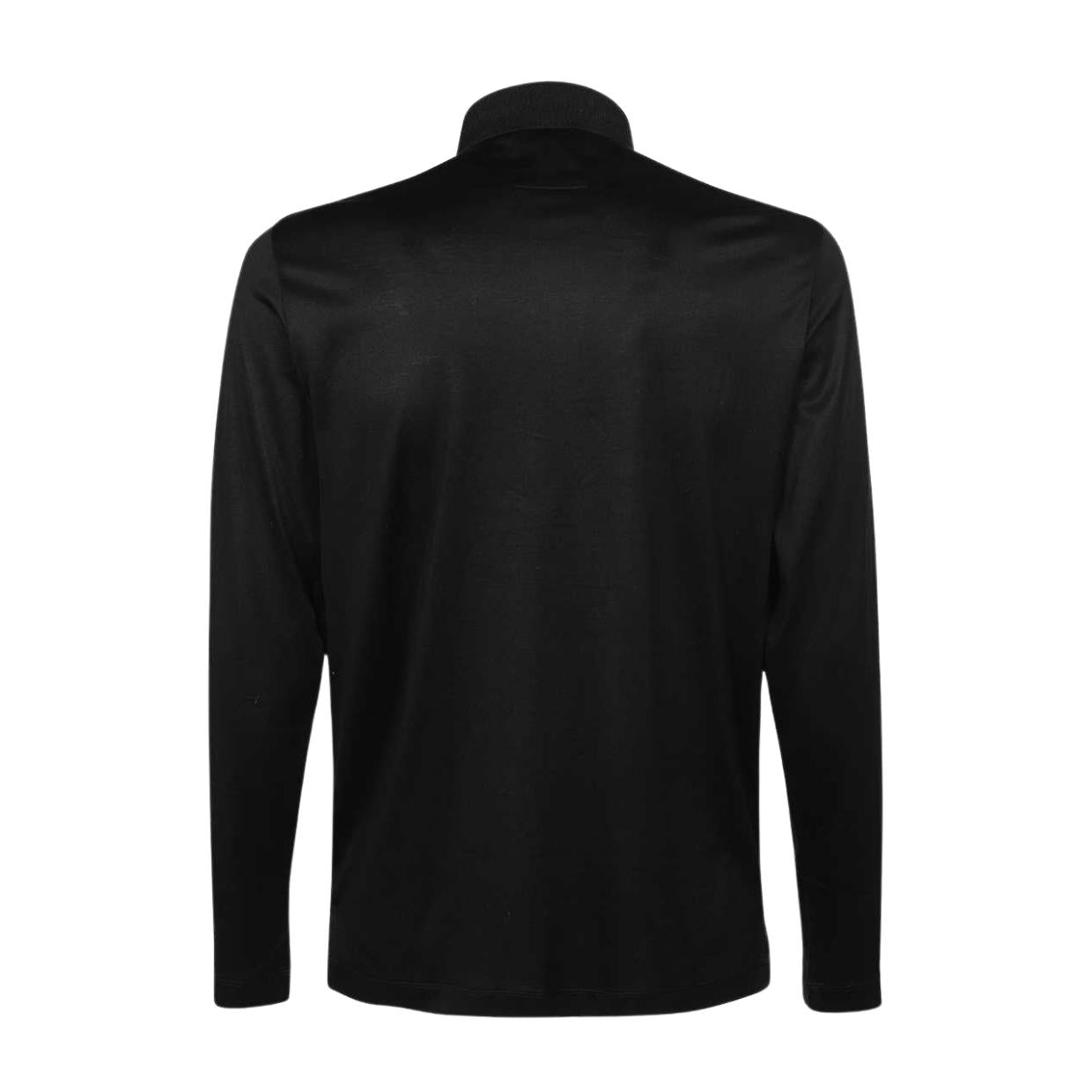 Emporio Armani Long Sleeve Lightweight Black Polo Shirt