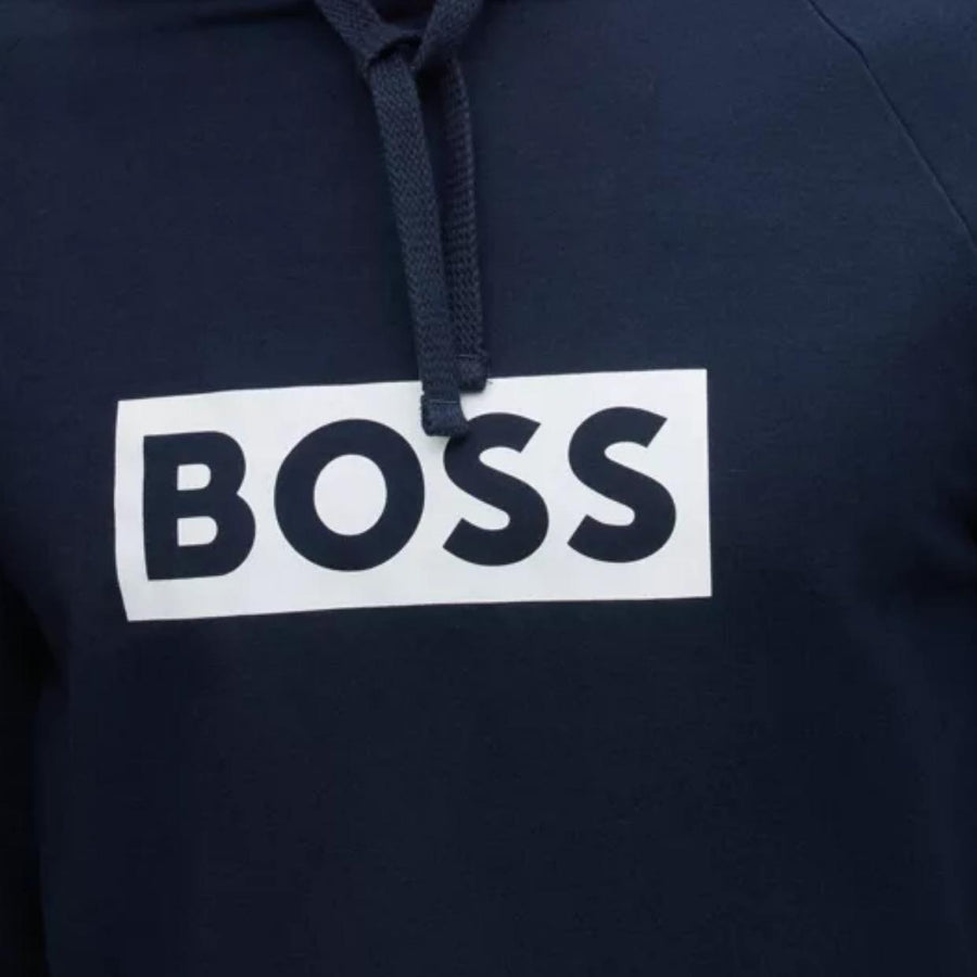 BOSS Logo Print Blue Hoodie