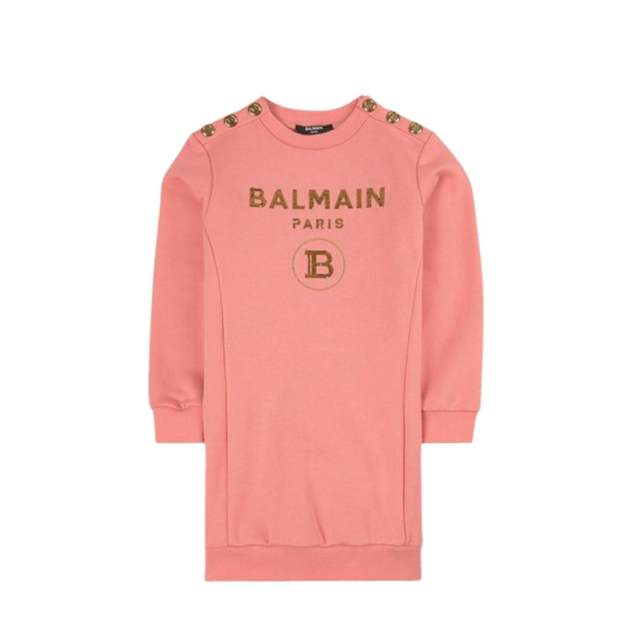 Balmain Kids Pink Logo Sweater Dress