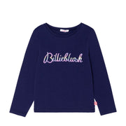 Billieblush Navy Rainbow Logo Long Sleeve Top