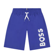 BOSS Kid's Printed Logo Royal Blue Swim Shorts