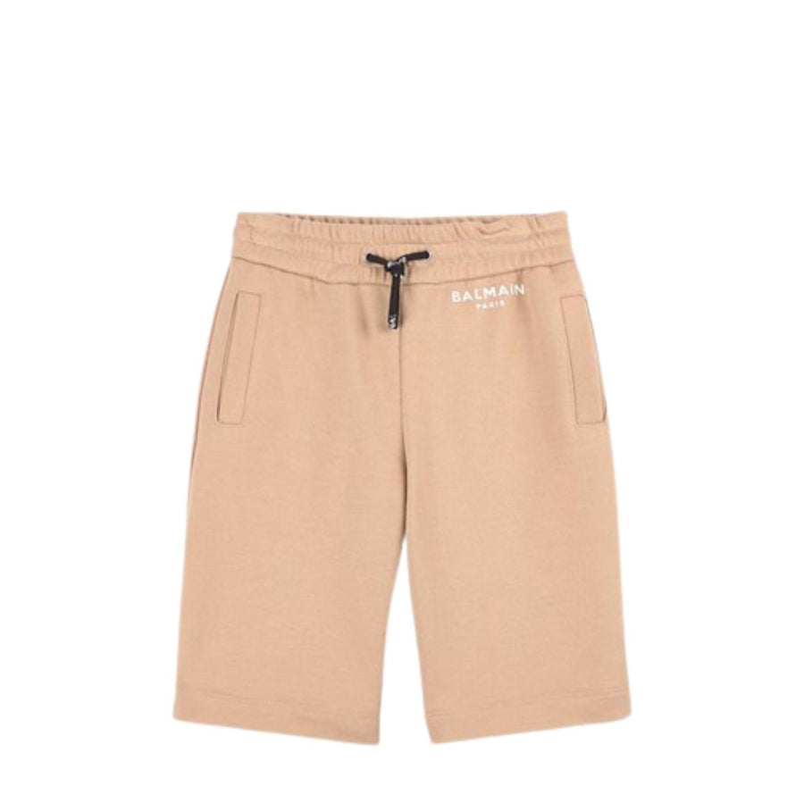 Balmain Kids Beige Logo Sweat Shorts