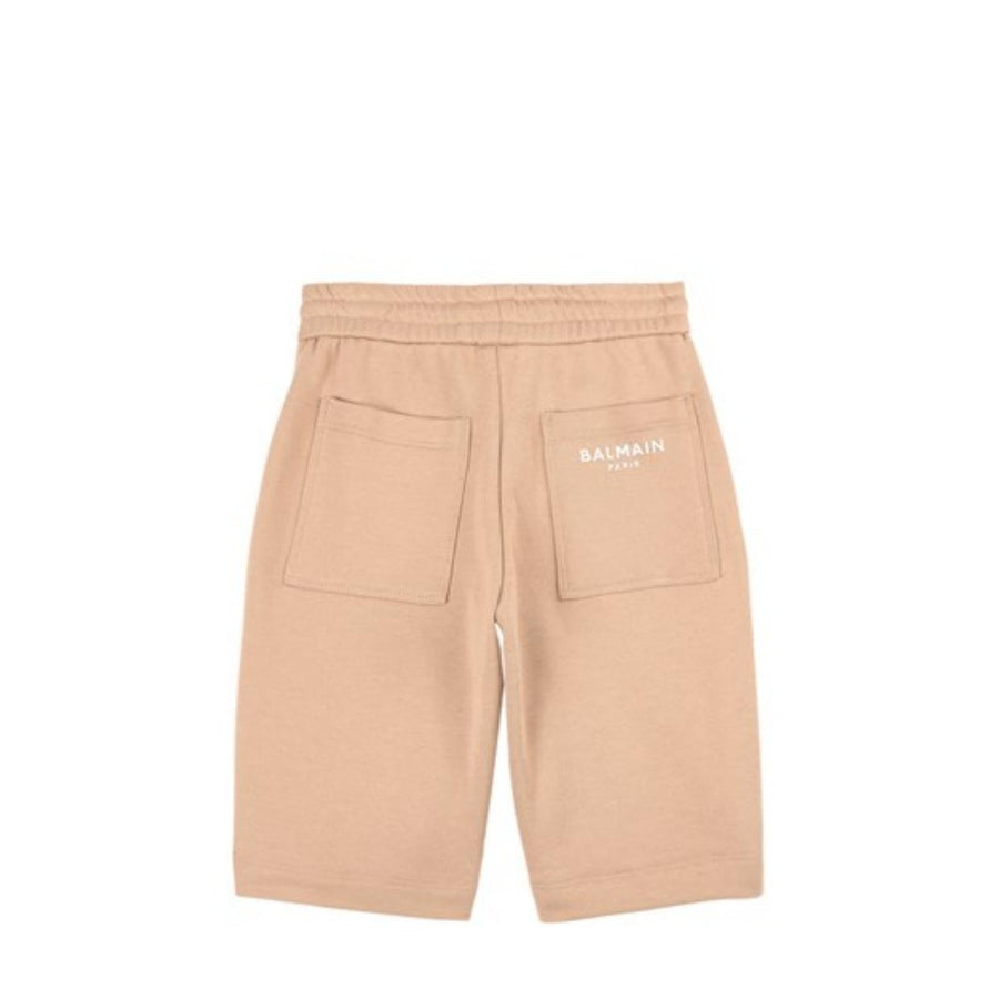 Balmain Kids Beige Logo Sweat Shorts