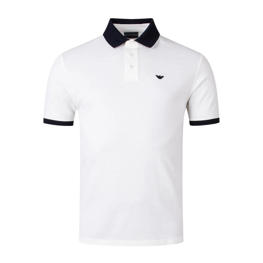 Emporio Armani Embroidered Logo off White Polo Shirt