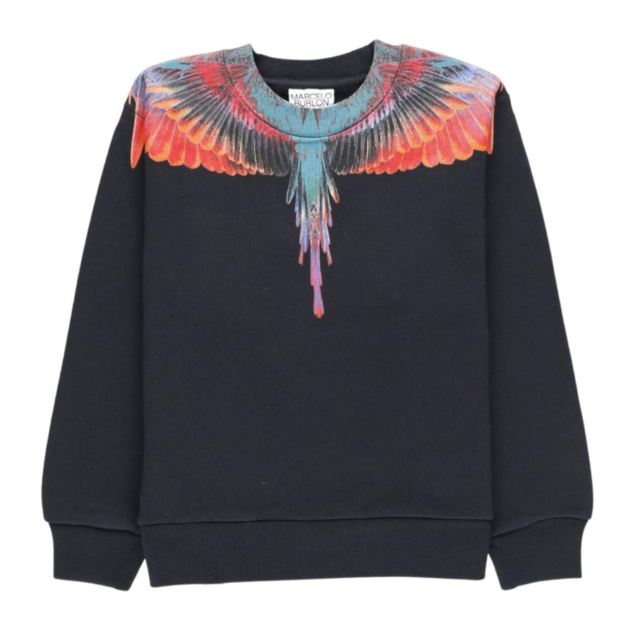 Marcelo Burlon Kids Printed Sunset Wings Black Sweatshirt