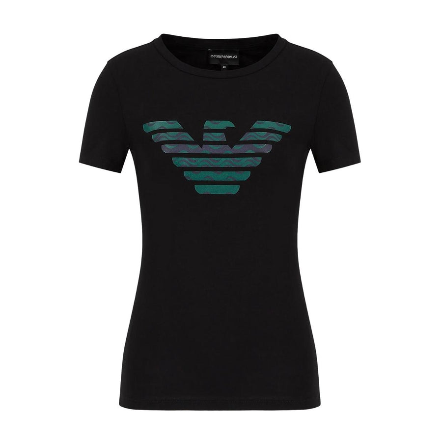 Emporio Armani Black Pattern Print Eagle Logo T-Shirt