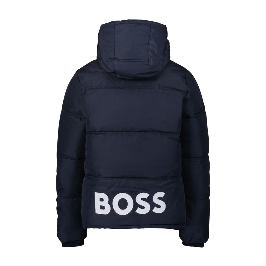 BOSS Kids Navy Hooded Puffer Jacket