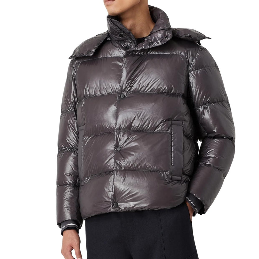 Emporio Armani Grey  Quilted Hooded Jacket