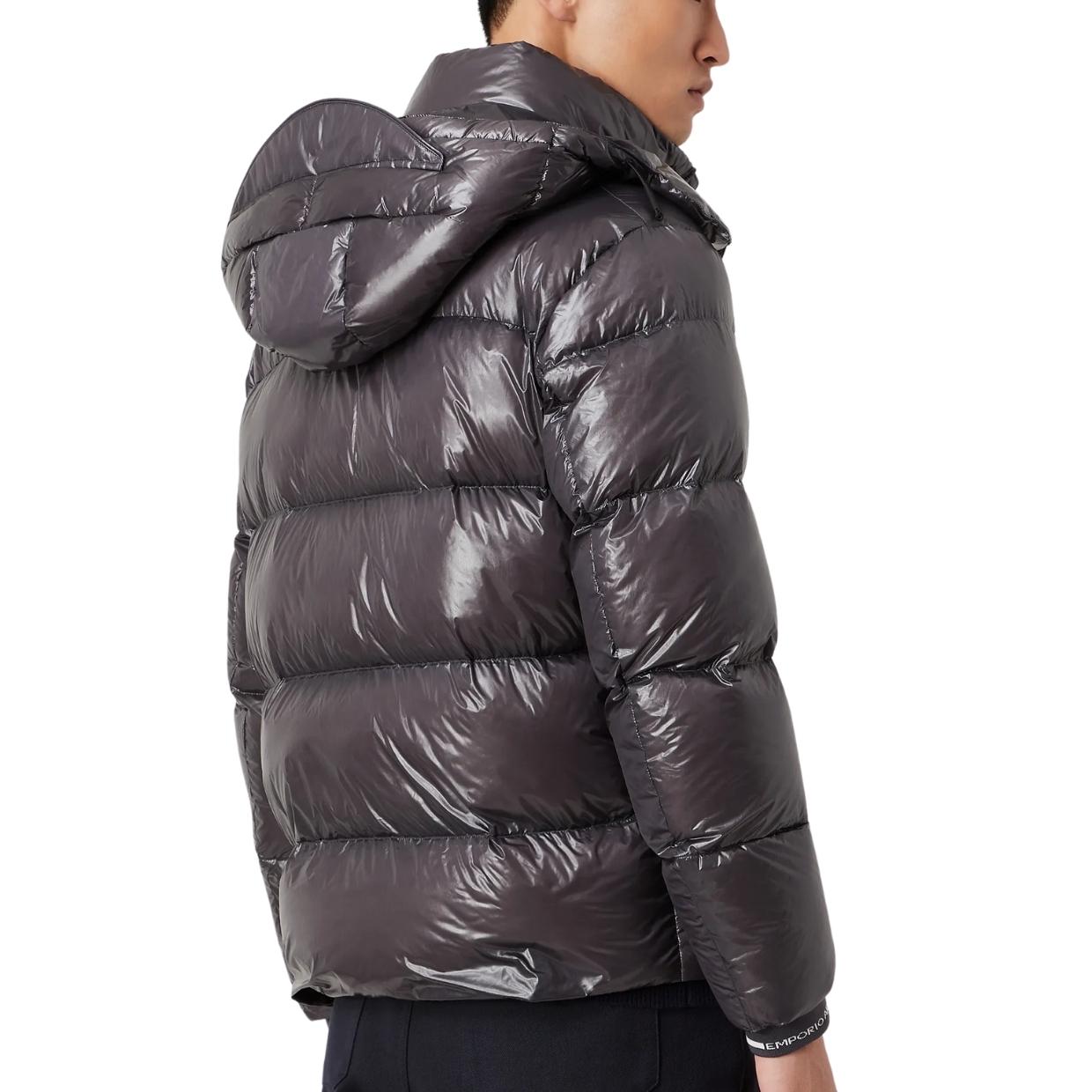 Emporio Armani Grey  Quilted Hooded Jacket