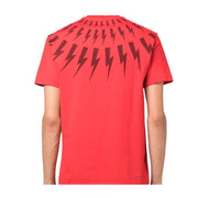 Neil Barrett Red Fair-Isle Thunderbolt Printed T-Shirt