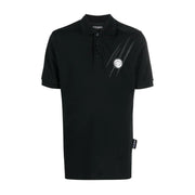 Plein Sport Tiger Scratch Print Black Polo Shirt