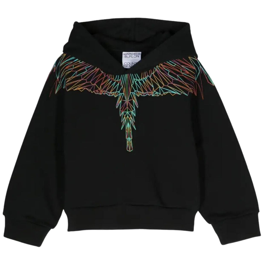 Marcelo Burlon Kids Triangle Multi-Colour Wings Black Hoodie