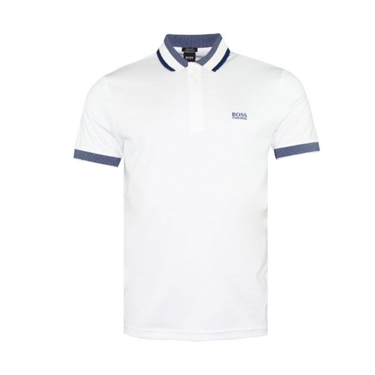 Hugo Boss Cotton White Logo Polo Shirt With Three-Coloured Stripes