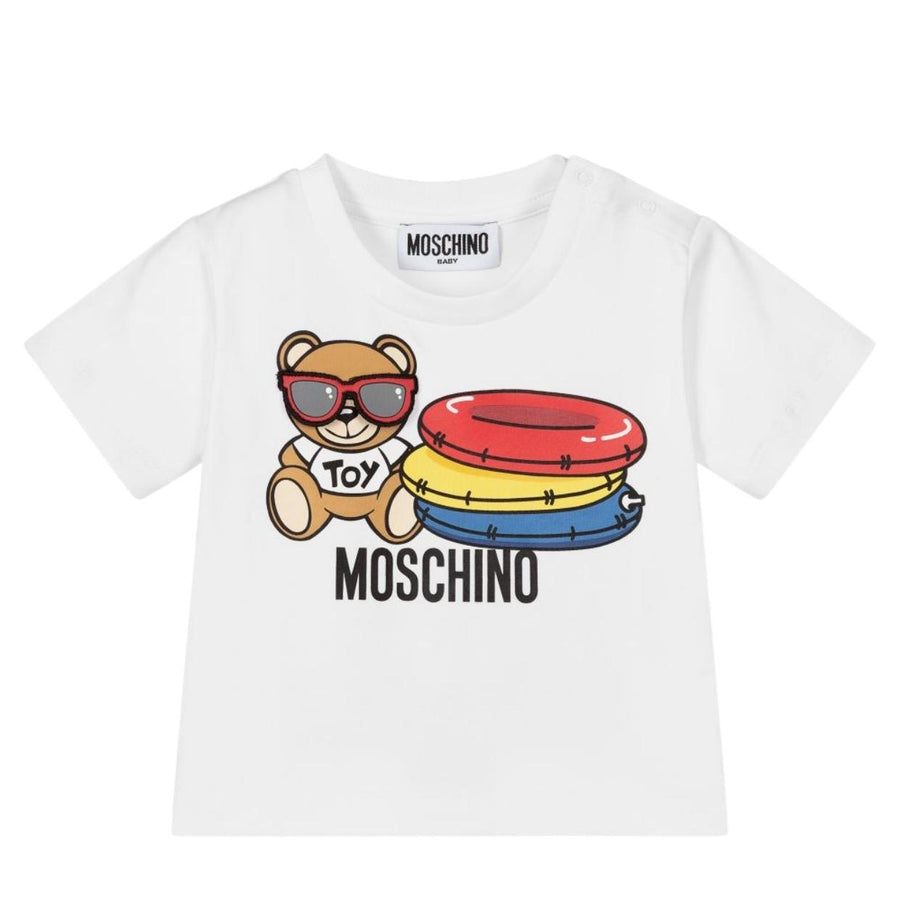Moschino Baby White Teddy Print T-Shirt