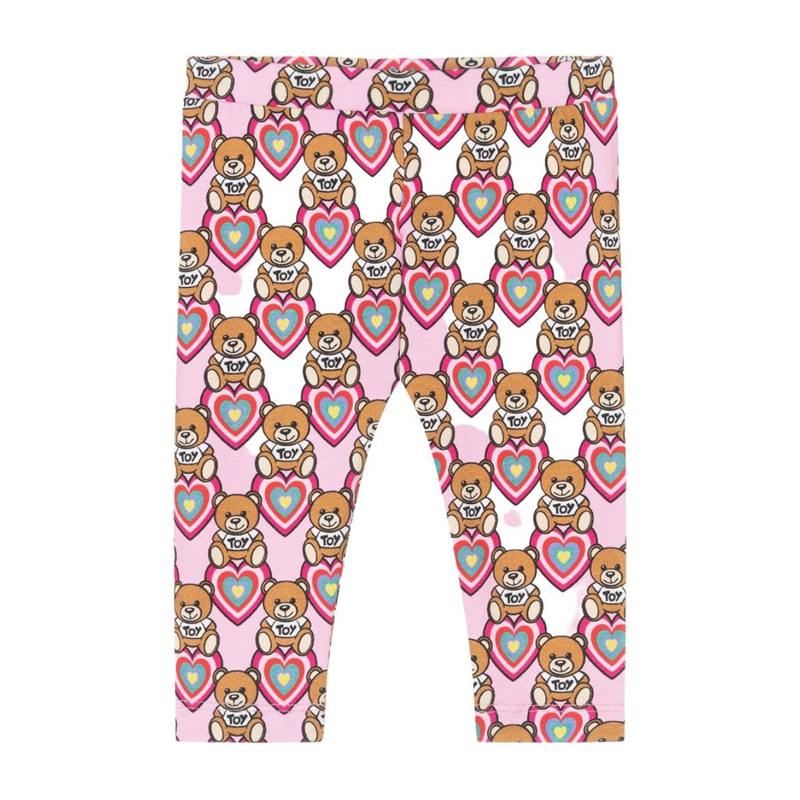 Moschino Kids Pink Hearts Colourful Leggings