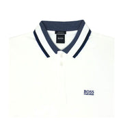 Hugo Boss Cotton White Logo Polo Shirt With Three-Coloured Stripes
