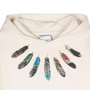 Marcelo Burlon Kids Collar Feather Print Ecru Hoodie