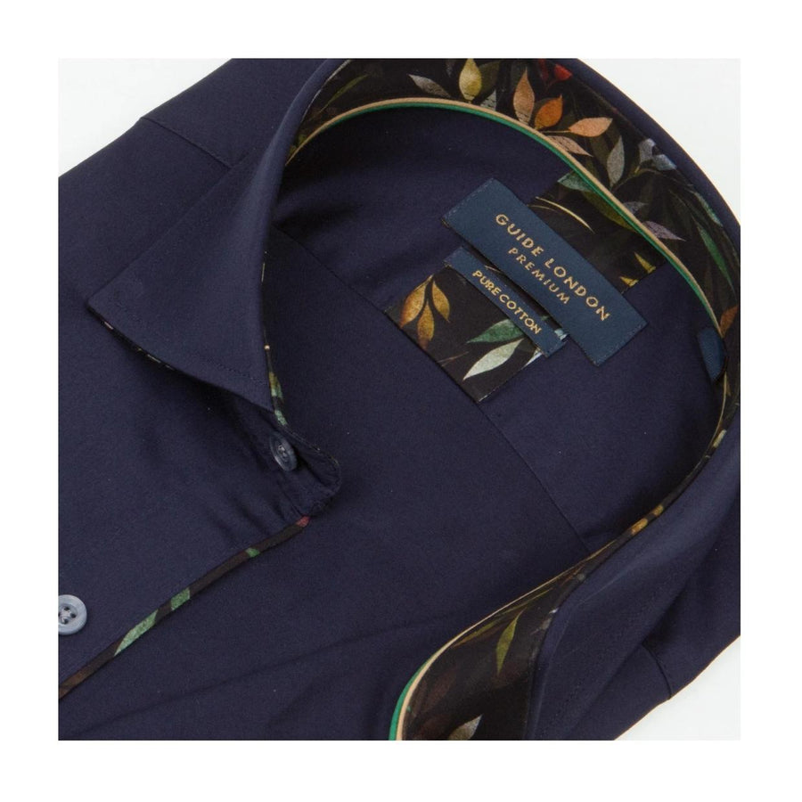 Guide London Leaf Collar Navy Shirt