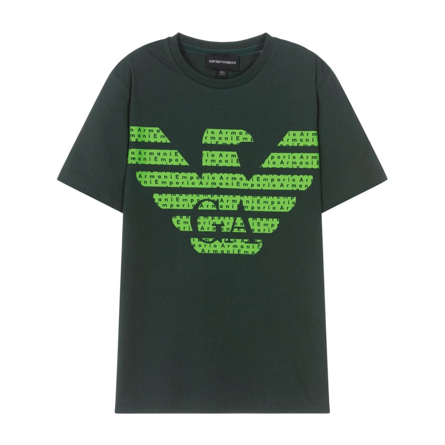 Emporio Armani Junior Monogram Eagle Logo Green T-Shirt