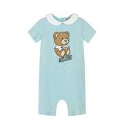 Moschino Baby Teddy Bear Sky Blue Romper