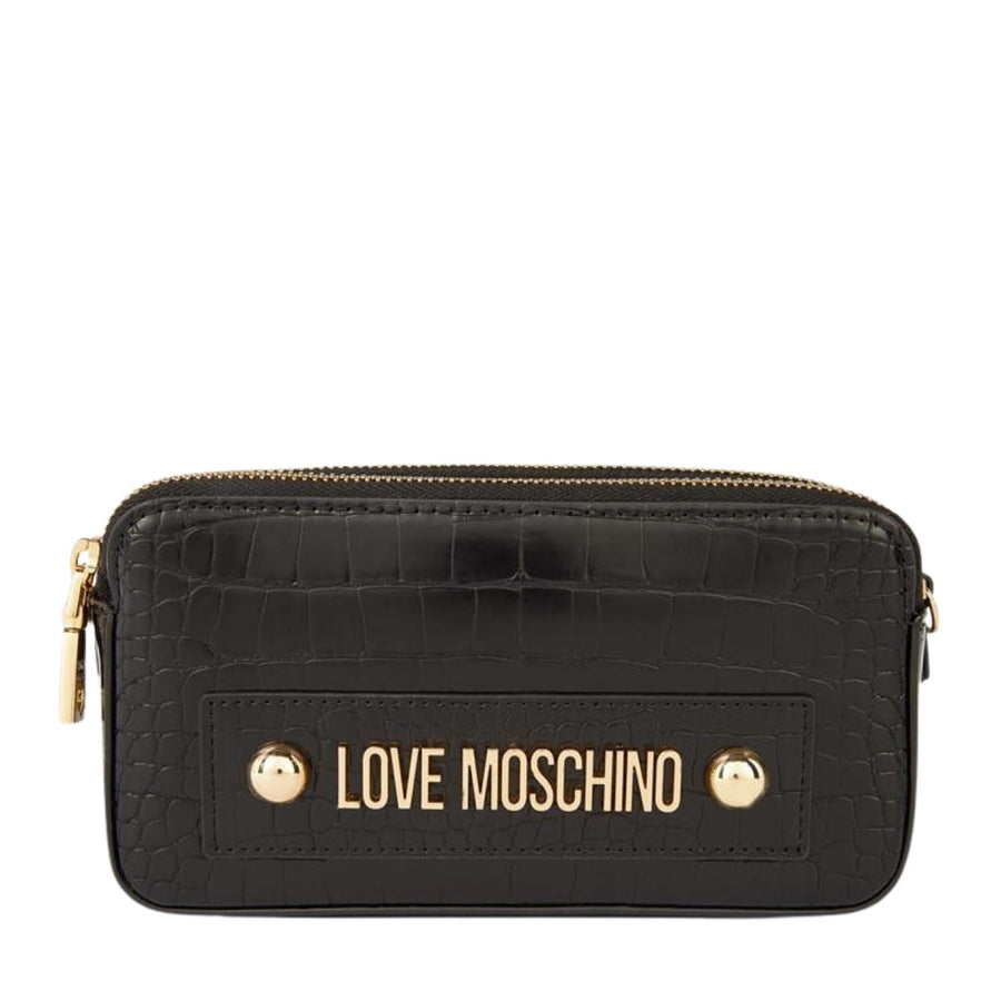 Love Moschino Logo Black Croc Crossbody Bag