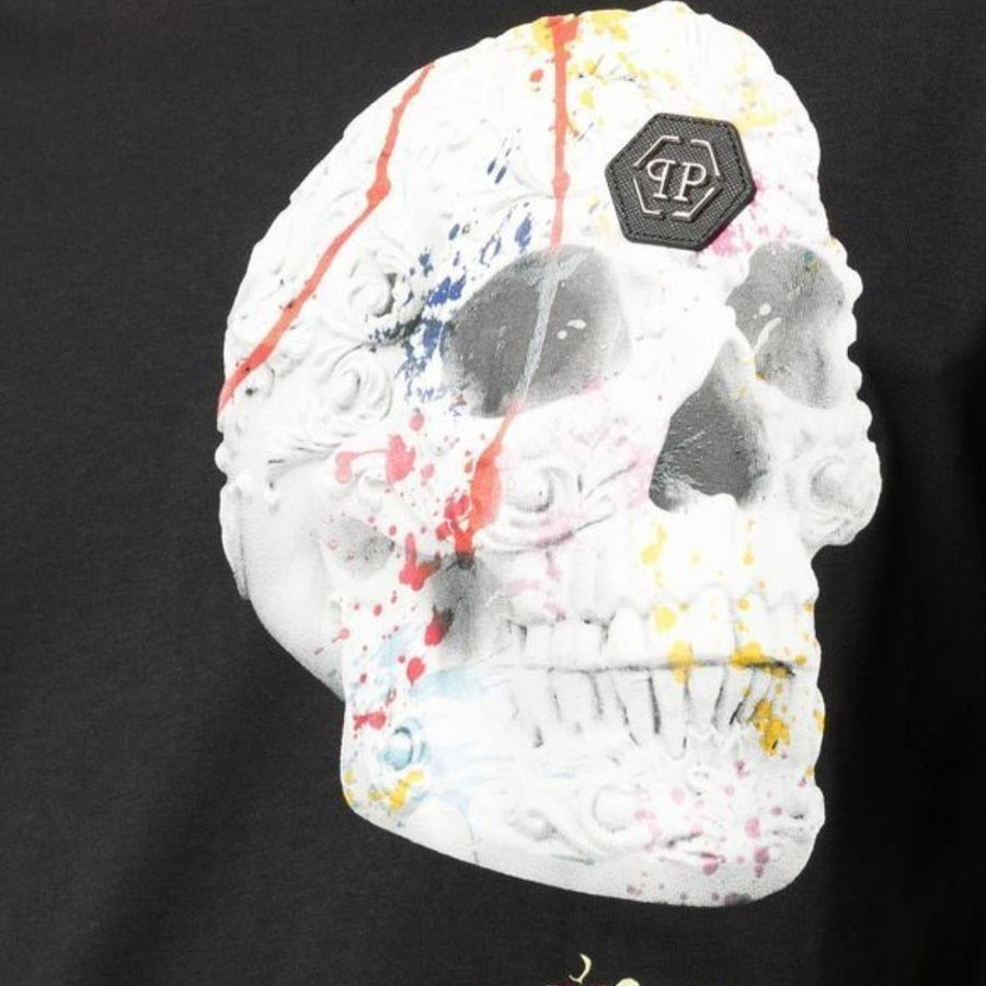 Philipp Plein Dripping Skull Black T-Shirt