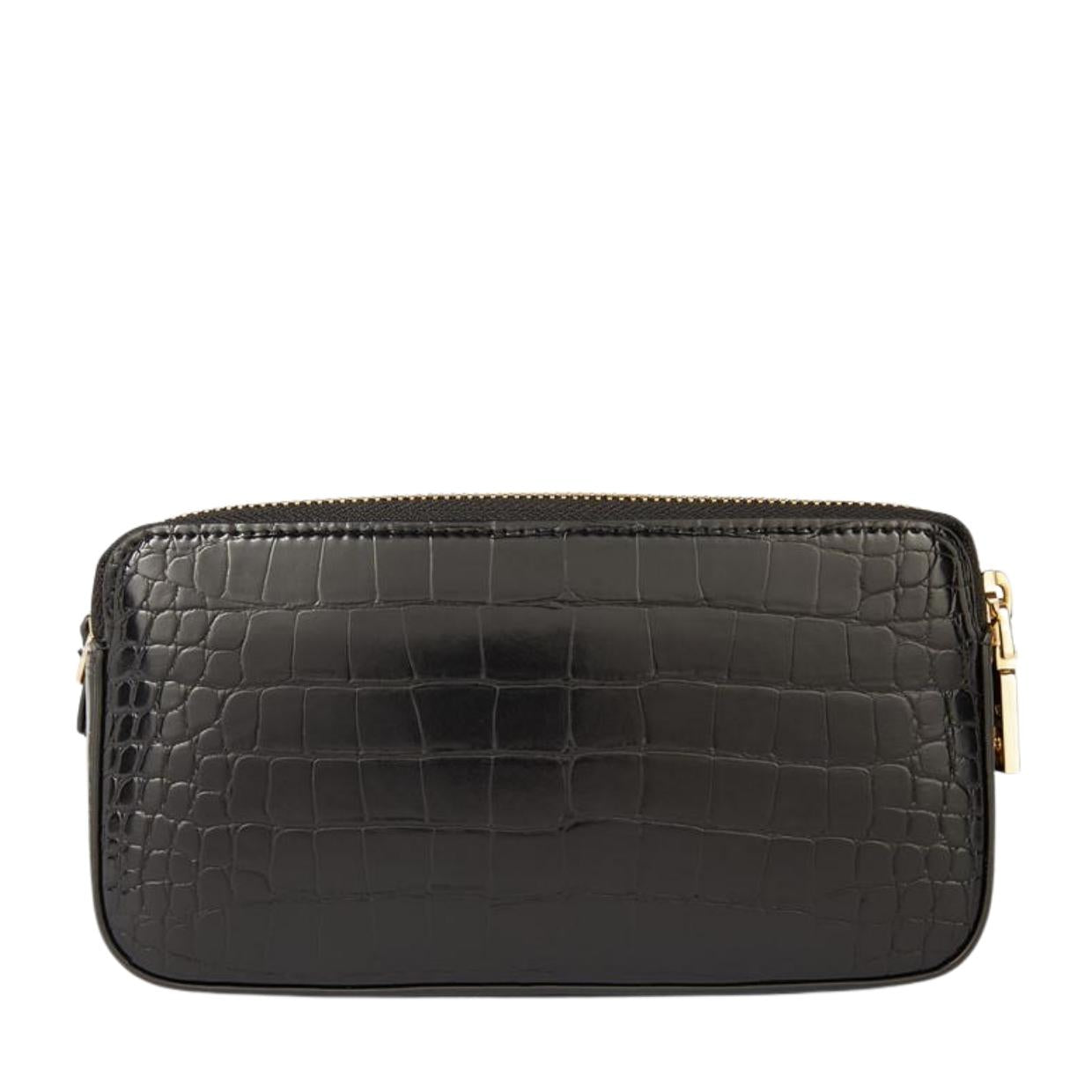 Love Moschino Logo Black Croc Crossbody Bag