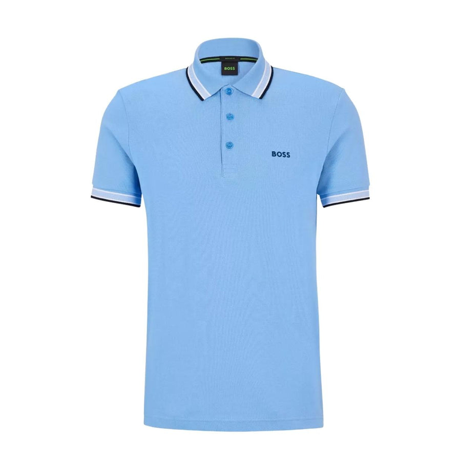 BOSS Paddy Embroidered Logo Blue Polo Shirt