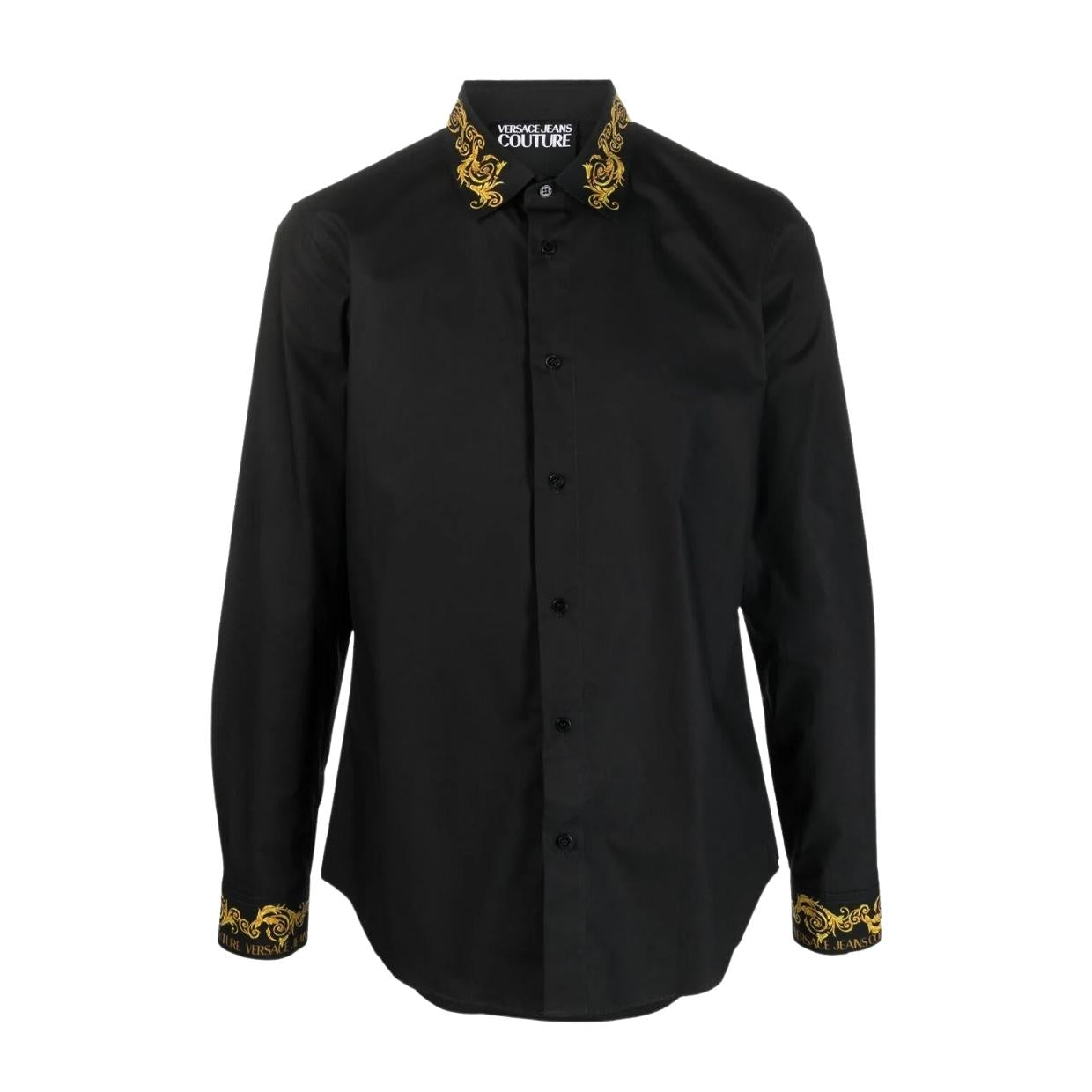 Versace Jeans Couture Baroque Collar Black Shirt – Retro Designer Wear
