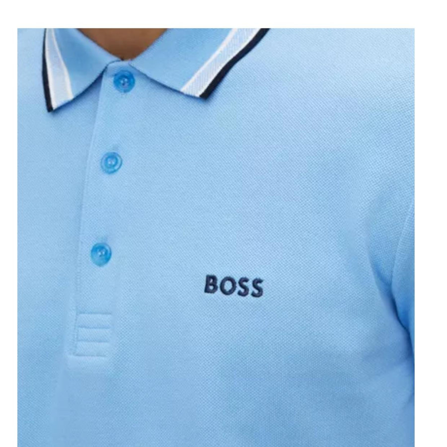 BOSS Paddy Embroidered Logo Blue Polo Shirt