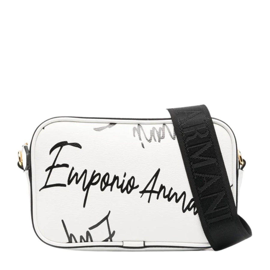Emporio Armani All-Over Logo White Camera Bag