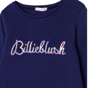 Billieblush Navy Rainbow Logo Long Sleeve Top